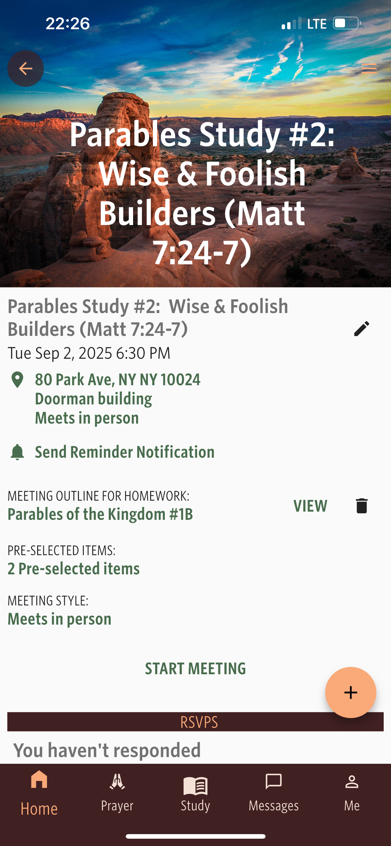 Meeting Info Page